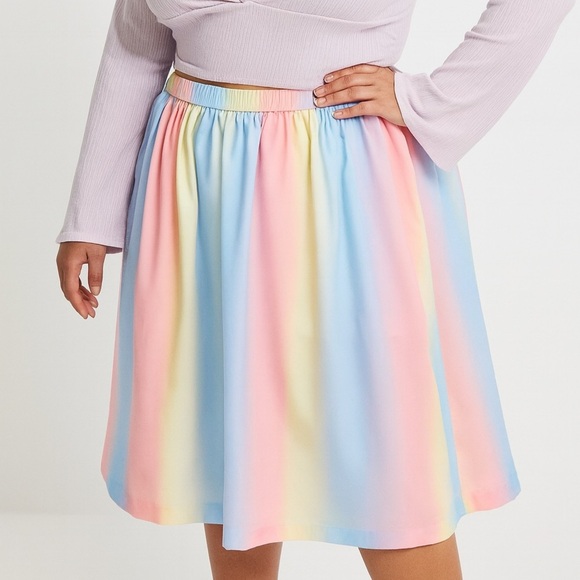 Magnolia Place Rainbow Ombré Stripe Skirt Plus Size 5X I - Picture 1 of 9